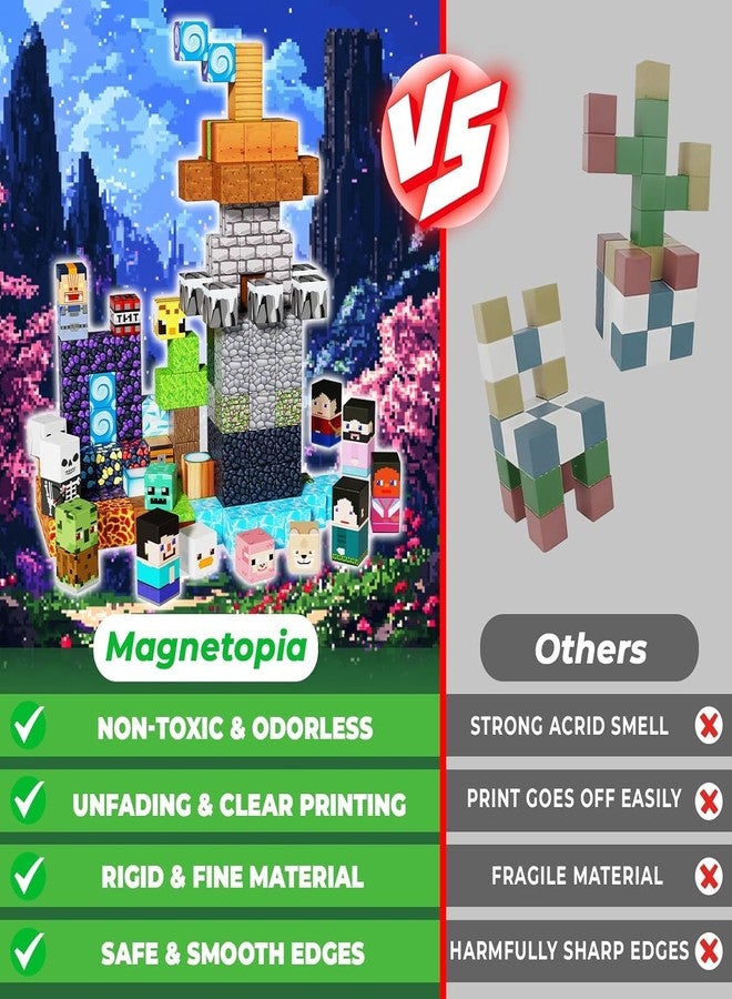 Magnetopia Magnetic Blocks - 150PCS Magnetic Building Blocks Cubes Adventurer, Magnet Toys for Kids Age 3+, Toy Building Set for Kids, Magnets Stacking Construction Birthday Gifts for Boys Girls Age 4-8, 8-12 - Image 4